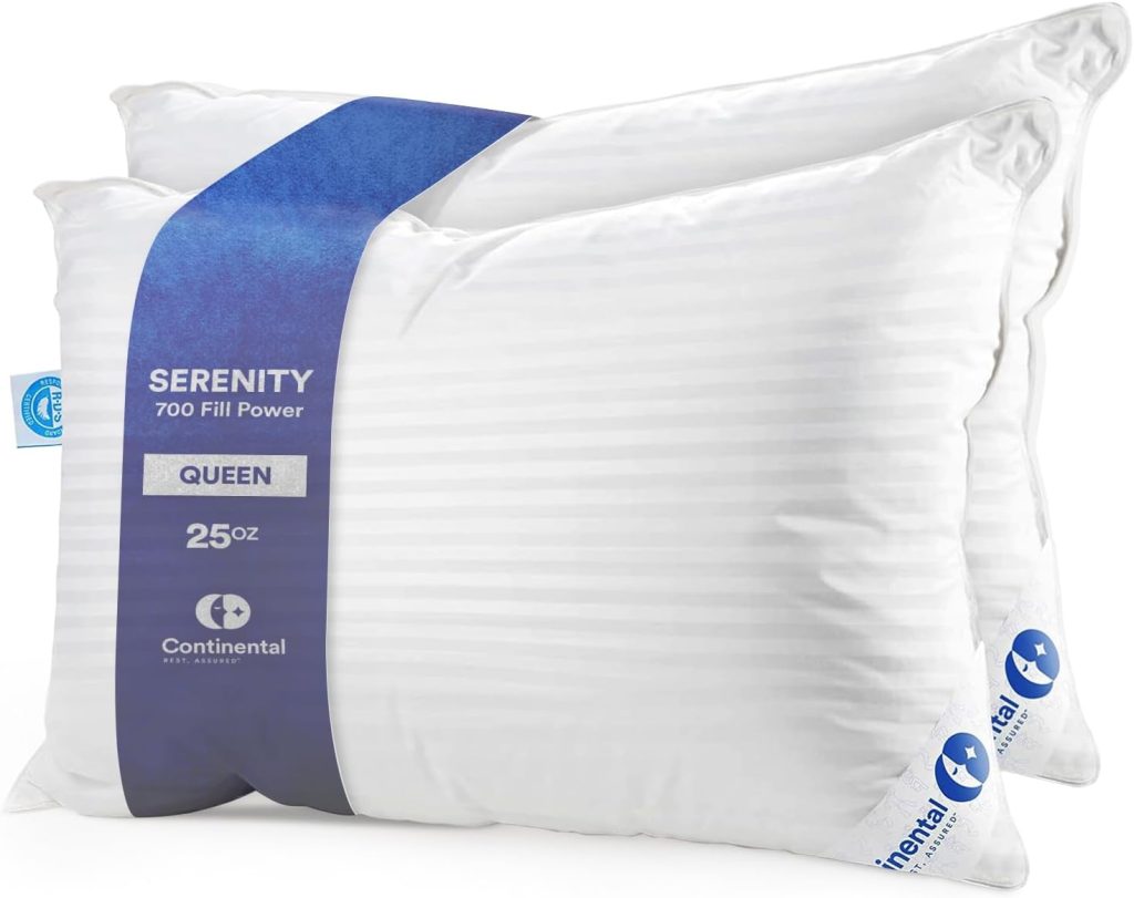 3. Continental Bedding Superior White Goose Down Pillow