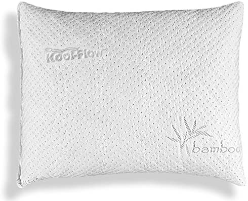 Xtreme Comforts - Slim Hypoallergenic Kool-Flow Bamboo Shredded Memory Foam Bed Pillow for Sleeping, Back, Side & Stomach Sleepers