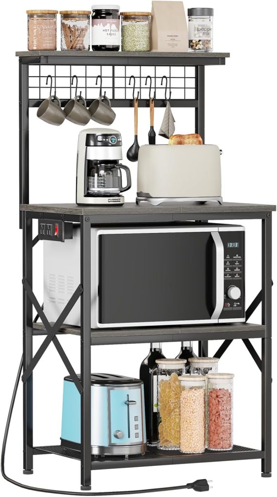 Furologee Kitchen Bakers Rack with Power Outlet